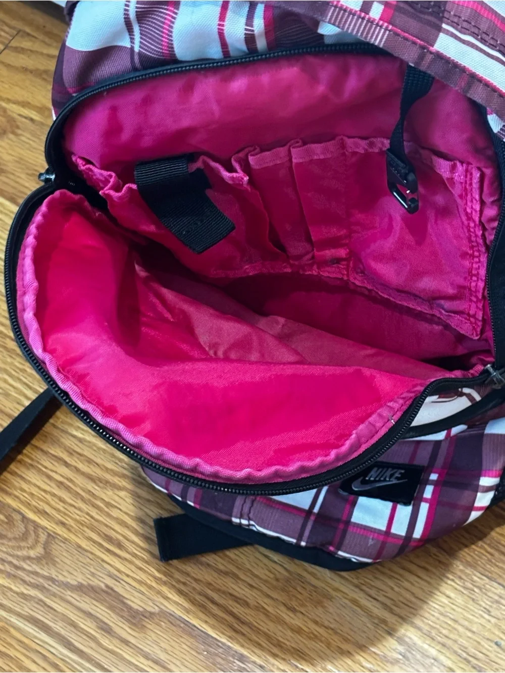 Nike White and Pink Plaid Men's Backpack